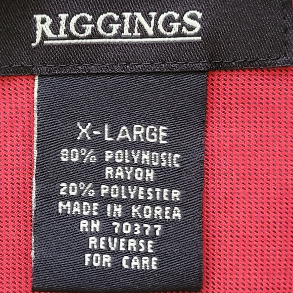 Red Polynosic Rayon Shirt | Y2K Men's XL Button-Down Collar - Picture 9 of 12